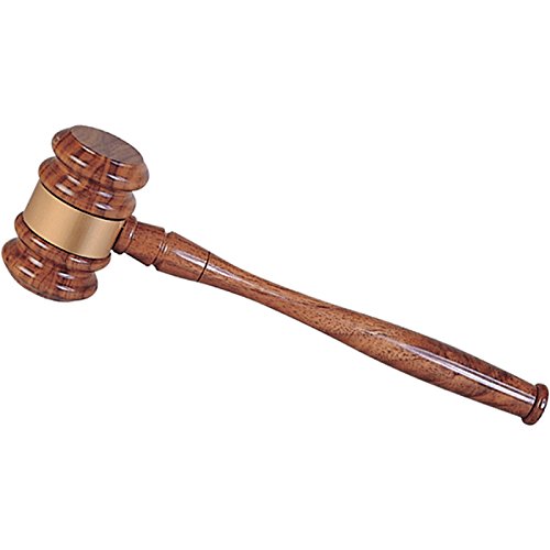 10 Inch Genuine Walnut Gavel with Gold Band, Includes Personalization