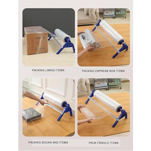 Table Stretch Film Dispenser with 50cm Wide Transparent Stretch Film, Manual Pallet Wrapper, 2 Installation Methods for Logistics and Transportation, Parcel Packaging