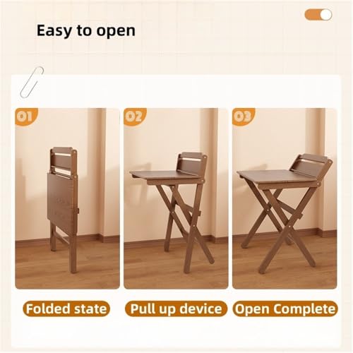 Solid Wood Folding Desk, Small Desk for Bedroom, Fold Small Desk, Computer Desk for Home Office, Simple Study Makeup Workstation, Wooden Study Office Desk Table for Small Spaces(Brown,80cm .5in)
