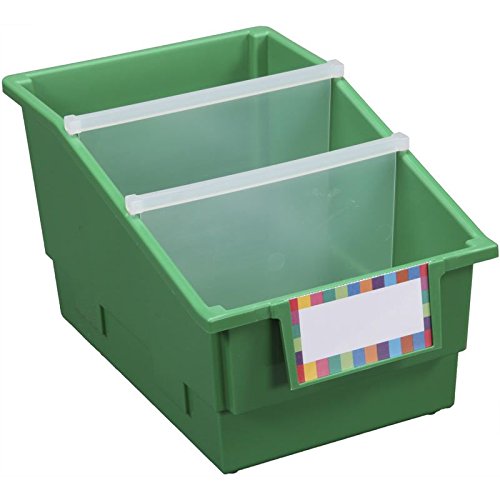 Really Good Stuff Green Chapter Book Library Bins with Dividers, 12-Pack