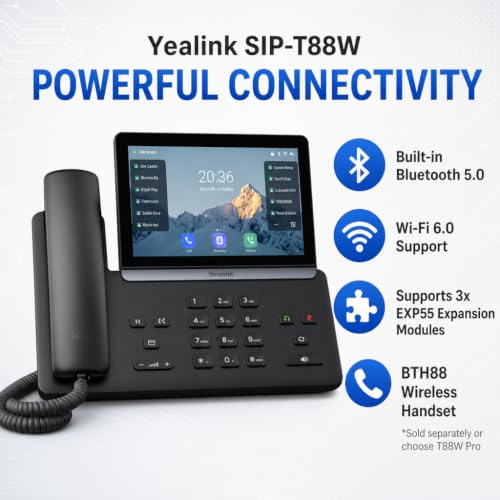 Yealink SIP-T88W 16-Line VoIP Phone with 7" Touchscreen & Wi-Fi 6