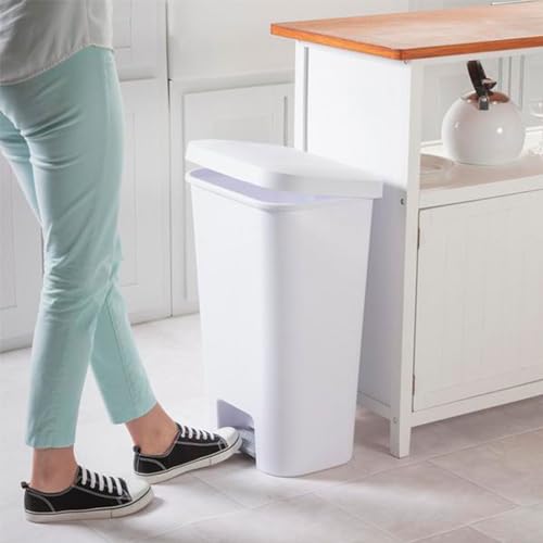 Sterilite Rectangular Step On Kitchen Wastebasket, 11.9 Gal, White, 12-Pack