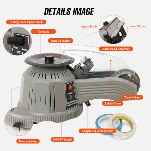 Automatic Tape Dispenser, Tape Cutter Machine with 11-58mm Cutting Length, Electric Tape Dispenser for Office School Packaging Shipping Tape (Grey，110V)