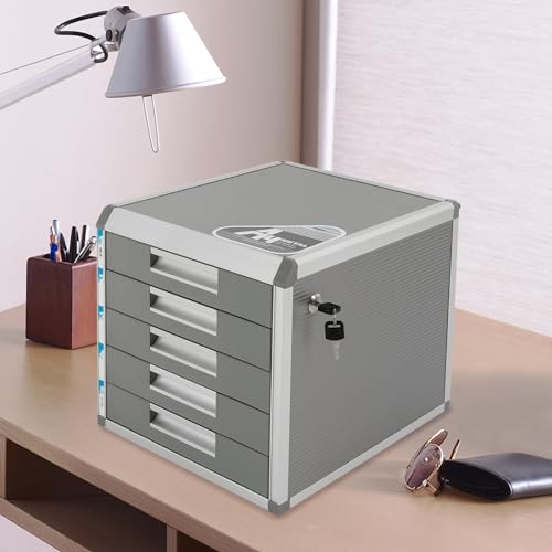 Josbuynls File Cabinet, Desk Organizer with 7 Drawers Metal Desktop Storage Cabinet File Holder with Locks and Keys for Home Office Organization (5 Layers-5 Small Floors)
