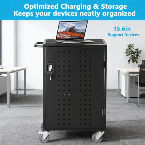 32-Bay Locking Laptop Charging Cart, Mobile Charging Station