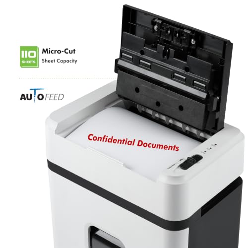 Aurora High Security AU110MB 110-Sheet Auto Feed Micro-Cut Paper and Credit Card Shredder with 4 Gallon Pullout Basket / 30 Minutes/Security Level P-4 (White/Black)