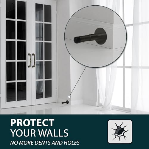 Mega Handles Knurled Baseboard Door Stop Matte Black (3-Pack) - Wall Mount