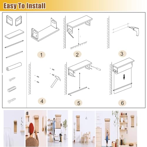 Kraft Paper roll Dispenser with Wall Rack, Kids Drawing Papers Holder Cutter for Daily Menus Child Painting, Wall Hanging, Paper Roll Holder Dispenser with 50m/164ft Long (One Color-37cm/14.6in Wide)