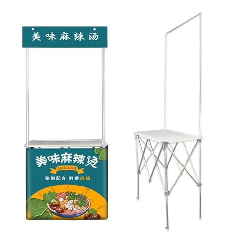 Portable Tradeshow Podium Table, Foldable Retail Promotion Reception Event Desk, Pop Up Exhibition Speeches Counter Stand Booth Supermarket Tasting Table Advertising Banner Stand With storage bag