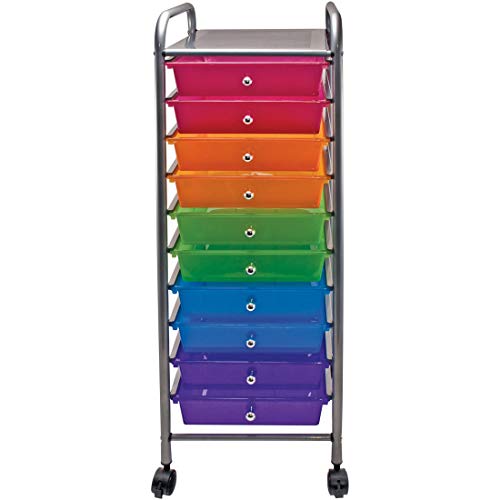 Advantus 10 Drawer Rolling Storage Cart, Multicolor Drawers