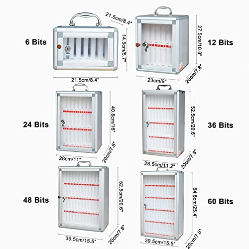 FENOKD Phone Storage Box, Aluminum Alloy Pocket Chart Cell Phones Storage Cabinet for Cell Phones, Wall-Mounted with A Locked, Can Be Carried by Hand (Silver 24)，Silver-24