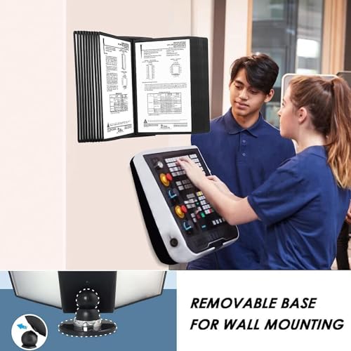 NUHSLF Desk Reference Organizer - Adjustable Desk Flip File Holder, 20 Display Pockets, 40 Sheet Capacity, Wall Mount Reference Organizer, for Office Display and Storage A4 Docu