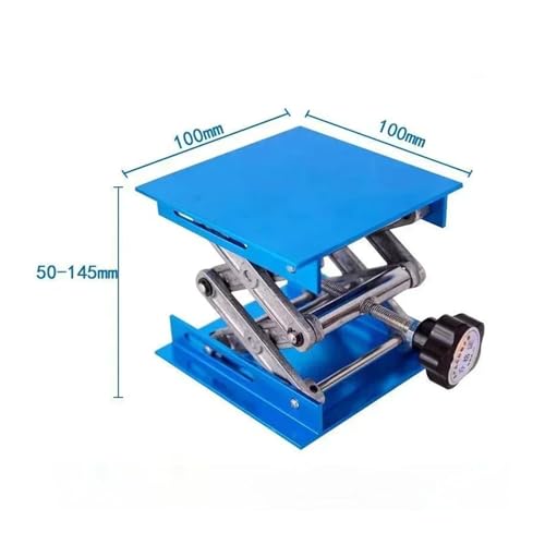 Mini Lifting Table 1pcs Lift Table Lab Plate Jack Scissor Stand Platform Router Workbench Laboratory Carpentry Tools(Blue-100X100MM)