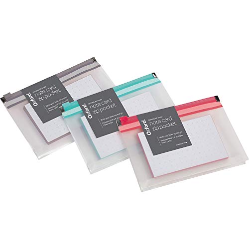 Oxford at Hand Note Card Zip Pocket - Easy Label, includes 50 Dot Grid cards, Assorted colors (No color choice) (334266M) (Pack of 1)