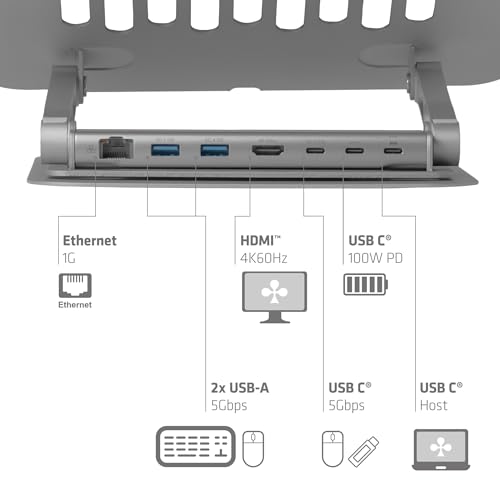 Club3D CSV-2554 Adjustable Aluminium Laptop Stand with USB-C® Hub