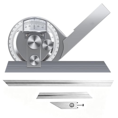JBGYNU Universal Bevel Protractor, 0-360° Stainless Steel Measuring Finder with Magnifier, Adjustable Angle and 5' Resolution, for Internal and External Angle Measurement