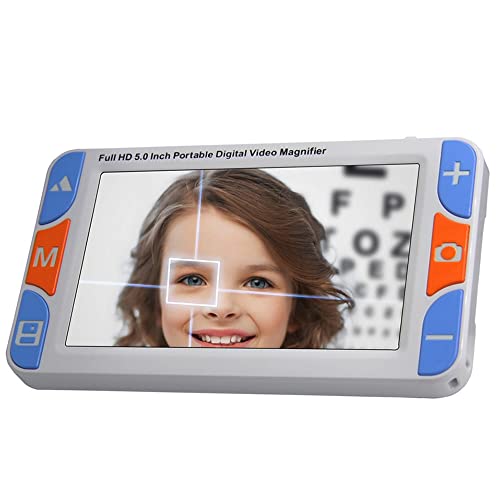 JYMALISA 5 Inch Electronic Reading Aid, 3-48X Zoom Magnifier, 26 Color Modes, AV/TV/HDMI Output, for Low Vision People Reading Writing, Viewing Maps Books