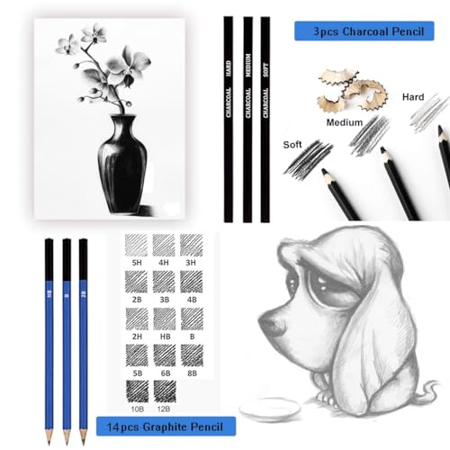 83 Pieces Sketching Color Pencils Set Professional Art Drawing Stationery