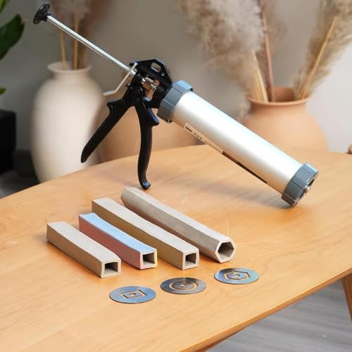 Opazua DIY Soft Hollow Mud Stick Extruder Set, Clay Extruder Gun, with 7 Different Molds Plates, Handheld Extruder Clay Tool, for Sculpting and Ceramics Crafting