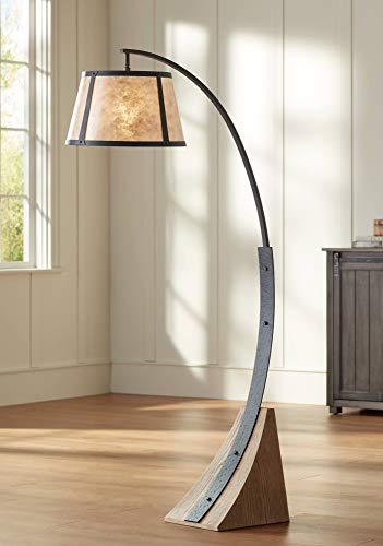 Oak River 66 1/2" Tall Gray Blond Mica Arc Floor Lamp Living Room