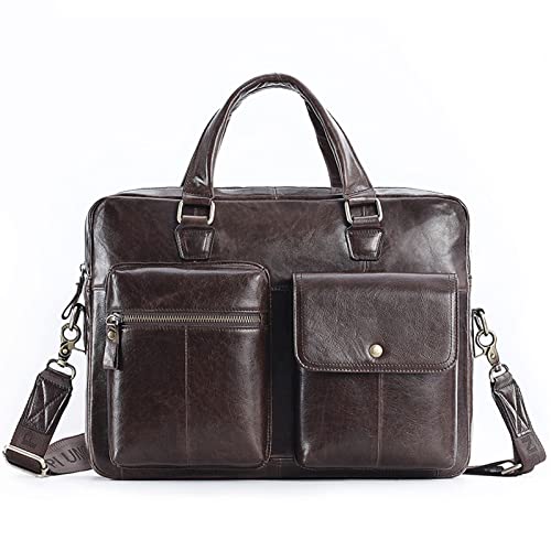 Marycan Messenger Bag, Men's Briefcase Genuine Leather Bag Fashion Large Capacity Business Male Shoulder Bags Laptop Bag (Color : A, Size : 14.6x11x4.7 inches)