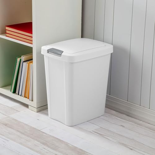 Sterilite TouchTop Plastic Wastebasket, 7.5 Gallon, White, 16-Pack