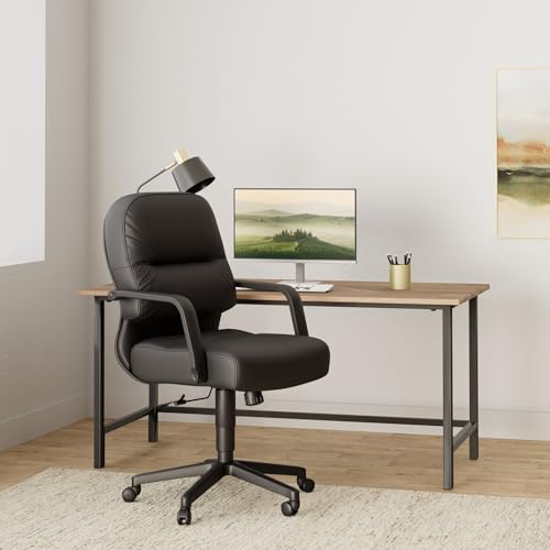 HON Pillow-Soft Mid-Back Chair with Center-Tilt and Fixed Arms, Black