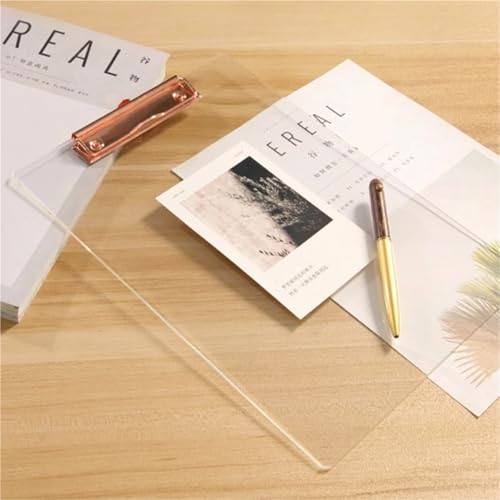 Clipboards Bulk 4Pcs Clear Acrylic Office Clipboard A4 File Holder Low Profile Clip Holds 30 Sheets Office Supplies for Professionals(RGD)