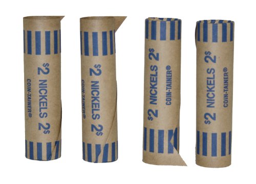 Pap-R Products Preformed Tubular Coin Wrappers, Nickels, $2, 1000 Wrappers/Box