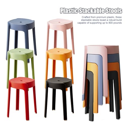 duwiikab 6 Pack Plastic Stackable Stools 18 Inch School Chairs Portable Nesting Stack Stools Round Colorful Backless Classroom Chairs Bar Stools Seating Chairs for Classroom Office Home 6pcs