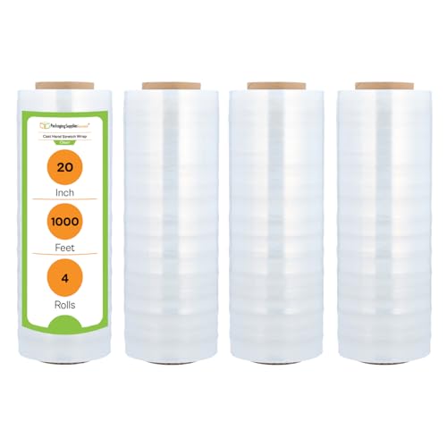 PSBM Cast Hand Plastic Stretch Wrap/Shrink Film 20" x 1000 Ft 70 GA 4 Rolls