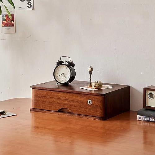 ARGENTFLUX Desktop Organizer Storage Box,Desktop Drawer Cabinet with Lock,Wooden File Cabinet,1/2/3/4 Tier Flat File Cabinet Storage(D,1 Drawer)