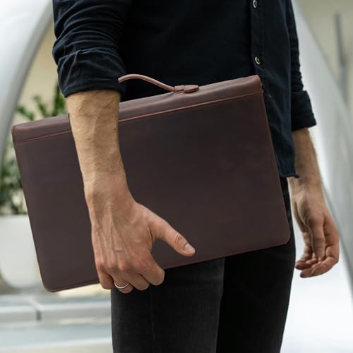 Geslun Leather 3 Ring Portfolio for 8.5 x 14" Pad and 15" Laptop