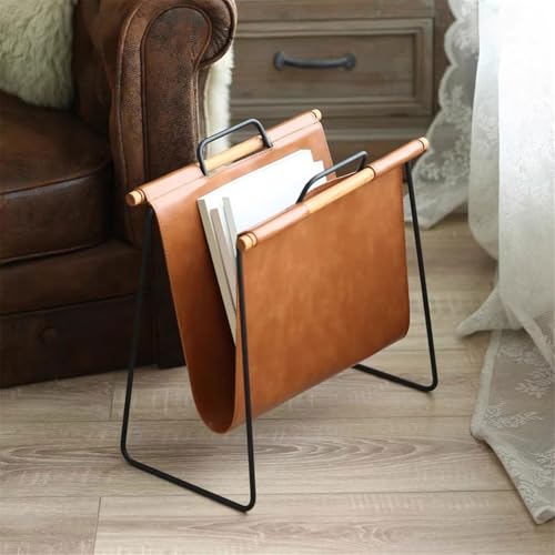 Office Bookshelf Iron and Leather Nordic Style Floor-Standing Bookshelf Miscellaneous Storage Rack