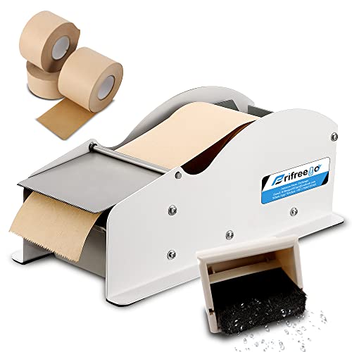 Frifreego Water-Activated Tape Dispenser, Manual Width-Adjustable Kraft Gum Tape Dispenser for 0.98-3.54" Wide Tape, All-Body Steel Packing Tape Dispenser, Stable and Durable