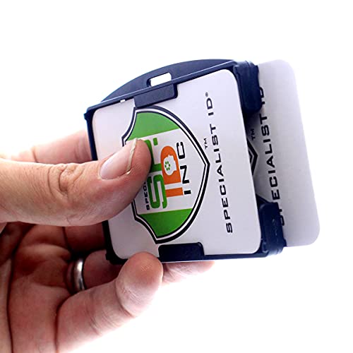 Bulk 20 Pack - RFID Blocking Badge Holder with Retractable Carabiner Clip Badge Reel - Dual Sided - SkimSAFE Skimming Protection - 2 Card Shield for 13.56MHz Radio Signal by Specialist ID (Black)