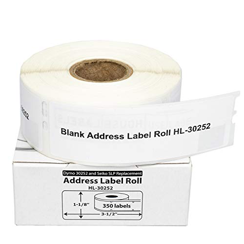 HouseLabels Compatible with Dymo 30252 Labels, 1-1/8" x 3-1/2"