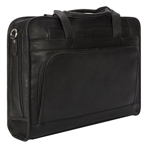 Muiska Leather 17" Laptop Computer Dual Handle Top Zippered Double Compartment Slim Professional Briefcase Bag, Black