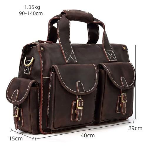 Handbag Business Briefcase 13.3inch Laptop Bag Vintage Travel Shoulder Bag Messenger Bag (A)