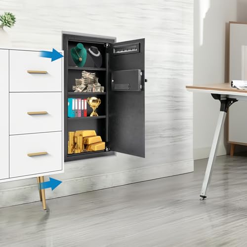 31.5in Tall Fireproof Large Safes, Digital Security Safe Box with Backup Keys and Alarm System Anti-Theft Heavy Duty Combination Lock in Wall Safe for Documents Money Valuables (14.57*3.94*31.5in)