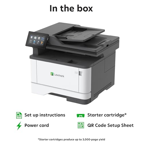Lexmark MX432adwe Monochrome Laser Printer, Integrated Duplex, Recommended Monthly Page Volume: 800-8,000 Pages, Print Speed: Up to 42 ppm (29S8100)
