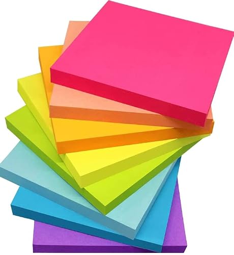 100 Pieces Self-Sticky Note for Office, Multi Colored for Desk (3 x 3, inches)