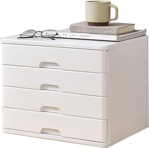 SDVantage A4 Flat File Cabinet, 4-Layer Drawer Type Desktop Storage Box/Cabinet, Office Supplies and Sundries Desk Organizers in Solid Wood (A One Size)