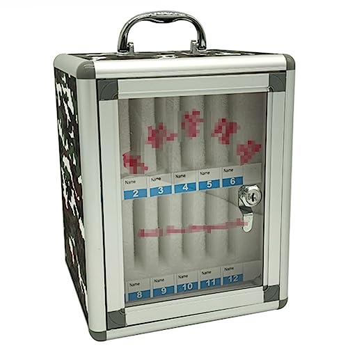 FENOKD 12/24/32/48/60 Slots Aluminum Alloy Pocket Chart Storage Cabinet for Cell Phones,Camo Style with A Locked,Can Be Carried by Hand, Wall-Mounted (Silver 12)，Silver-12