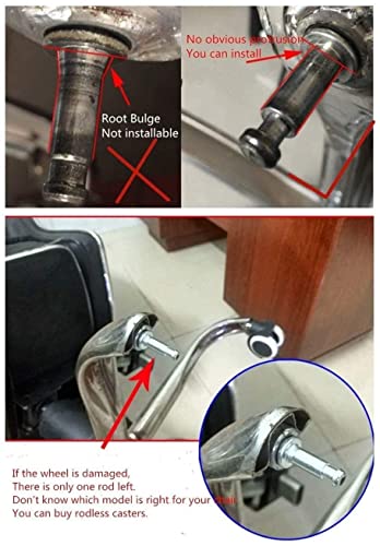 EVXOIJM Swivel Wheel,Universal Wheel,Castor Wheels, 50mm Swivel Chair Wheel Hole Diameter 8mm Rodless Mute Office Chair Caster 360 Degree Swivel Casters for Home Furniture Office 5pcs