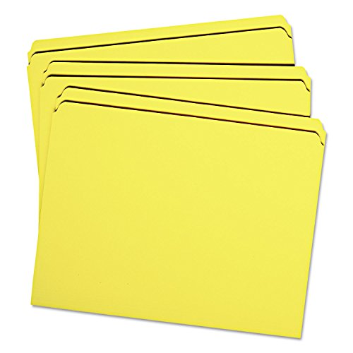 Smead File Folder, Reinforced Straight-Cut Tab, Letter Size, Yellow, 100 per Box (12910)