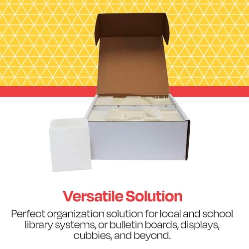 School Smart Standard Back Peel and Press Book Pockets, 3-1/2 x 4-1/2 Inches, Manila, Pack of 500