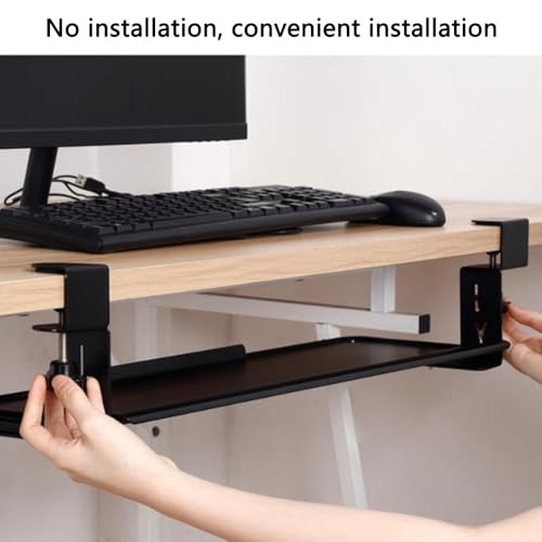 DIBAKO Ergonomics Desk Platforms，Retractable Keyboard Tray，Large Keyboard Platform Under Desk，Extender Drawer Multipurpose for Keyboard (Color : Black)