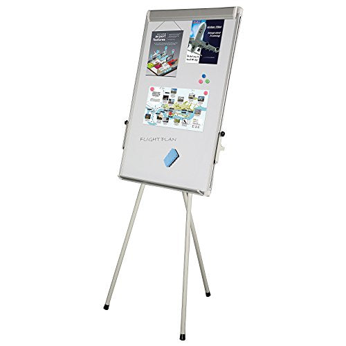 M&T Displays 23x35 Inch Adjustable Magnetic Whiteboard Flipchart Dry Erase Free Standing Write Board Paper Stand for Schools Classrooms Presentations Training Rooms Silver Aluminum