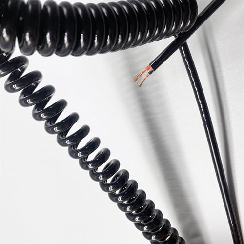 2 Core Coiled Power Cord, Spiral Extension Cable 1.5mm Square, Stretch
